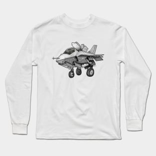 F-35B Lighting II Joint Strike Fighter Illustration Long Sleeve T-Shirt